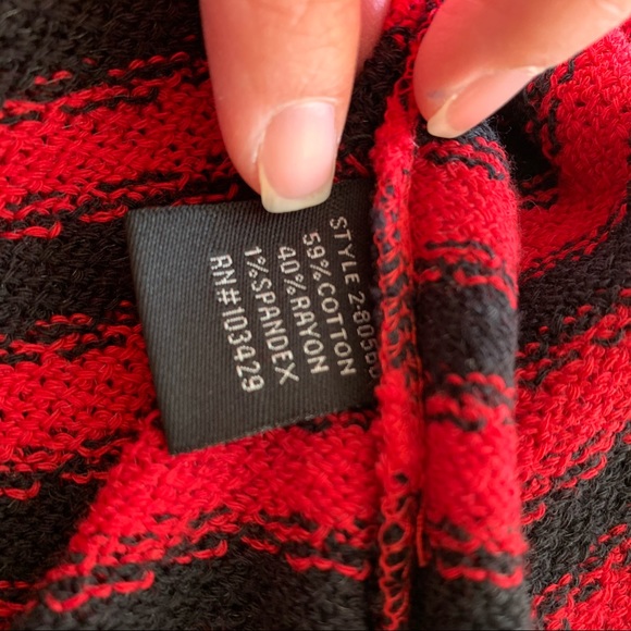 INTRO. Turtleneck Tunic Sweater Red & Black Striped NEW XLarge - Picture 14 of 15